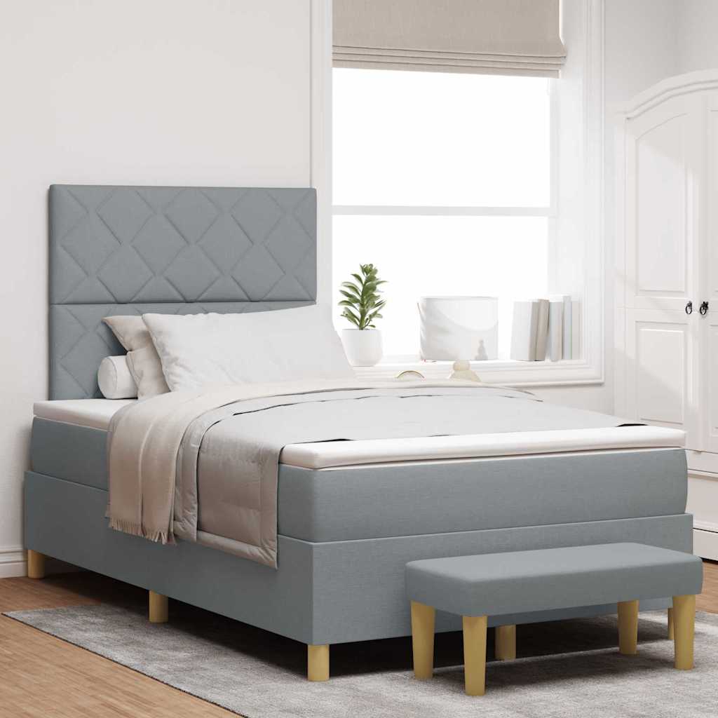 Boxspring bed met kussen Lichtgrijs 190 x 120 cm Stof is nu te koop bij PeponiXL, paradijselijk wonen!