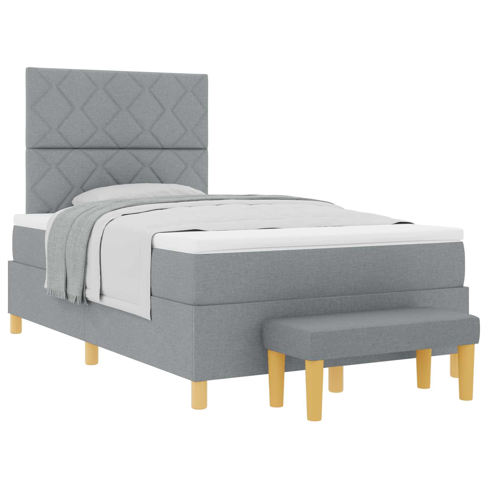 Boxspring bed met kussen Lichtgrijs 190 x 120 cm Stof is nu te koop bij PeponiXL, paradijselijk wonen!