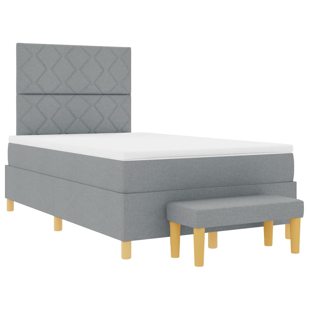 Boxspring bed met kussen Lichtgrijs 190 x 120 cm Stof is nu te koop bij PeponiXL, paradijselijk wonen!