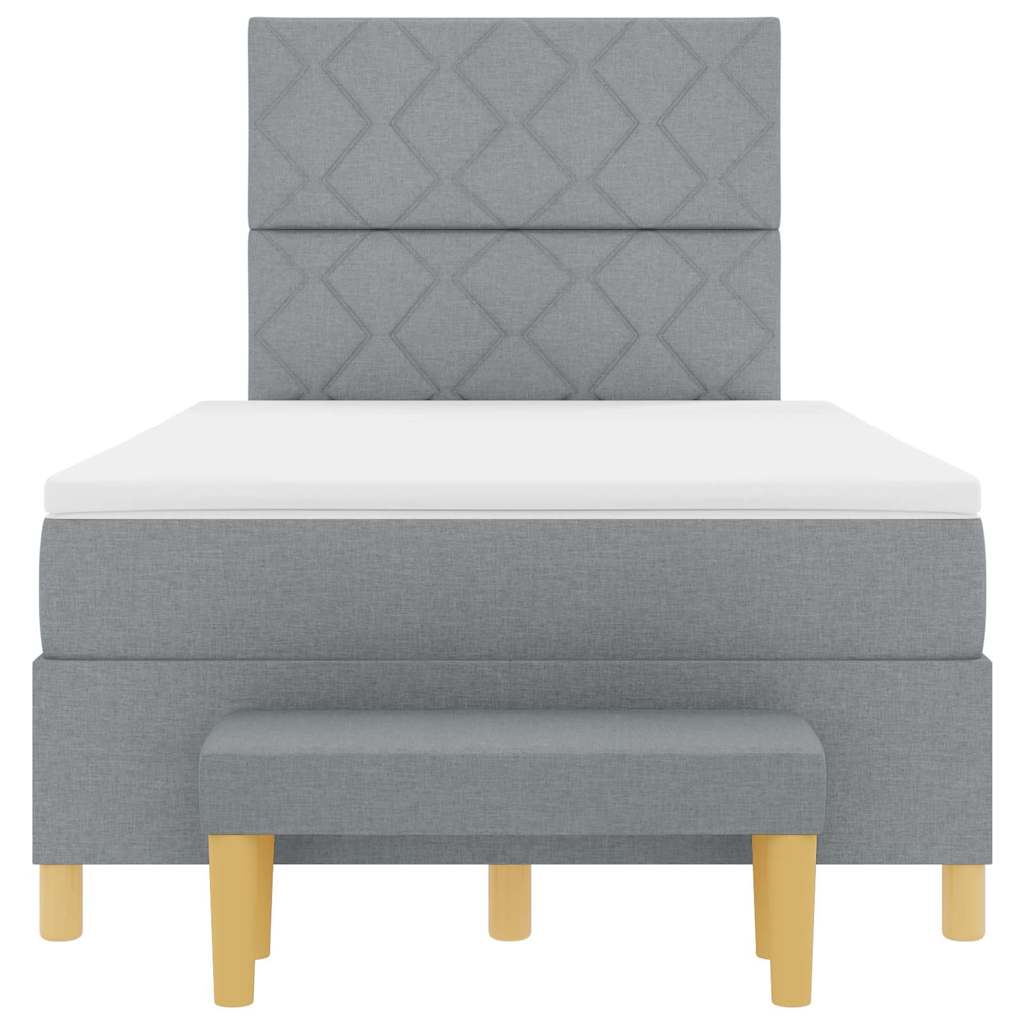 Boxspring bed met kussen Lichtgrijs 190 x 120 cm Stof is nu te koop bij PeponiXL, paradijselijk wonen!