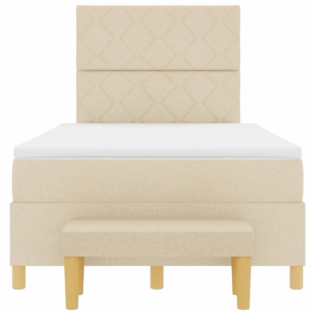 Boxspring bed met hoofdeinde Crème 190 x 120 cm Stof is nu te koop bij PeponiXL, paradijselijk wonen!