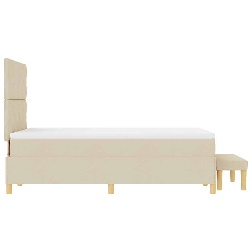 Boxspring bed met hoofdeinde Crème 190 x 120 cm Stof is nu te koop bij PeponiXL, paradijselijk wonen!