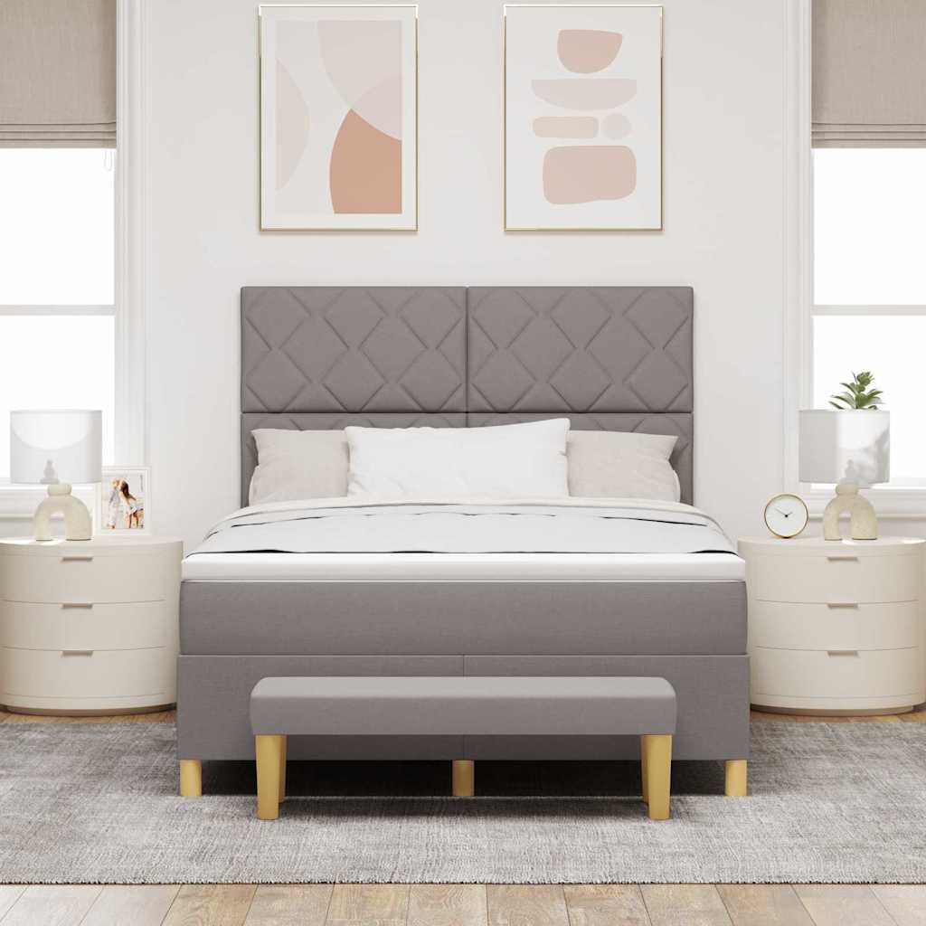 Boxspring bed met hoofdeinde Taupe 200 x 160 cm Stof is nu te koop bij PeponiXL, paradijselijk wonen!