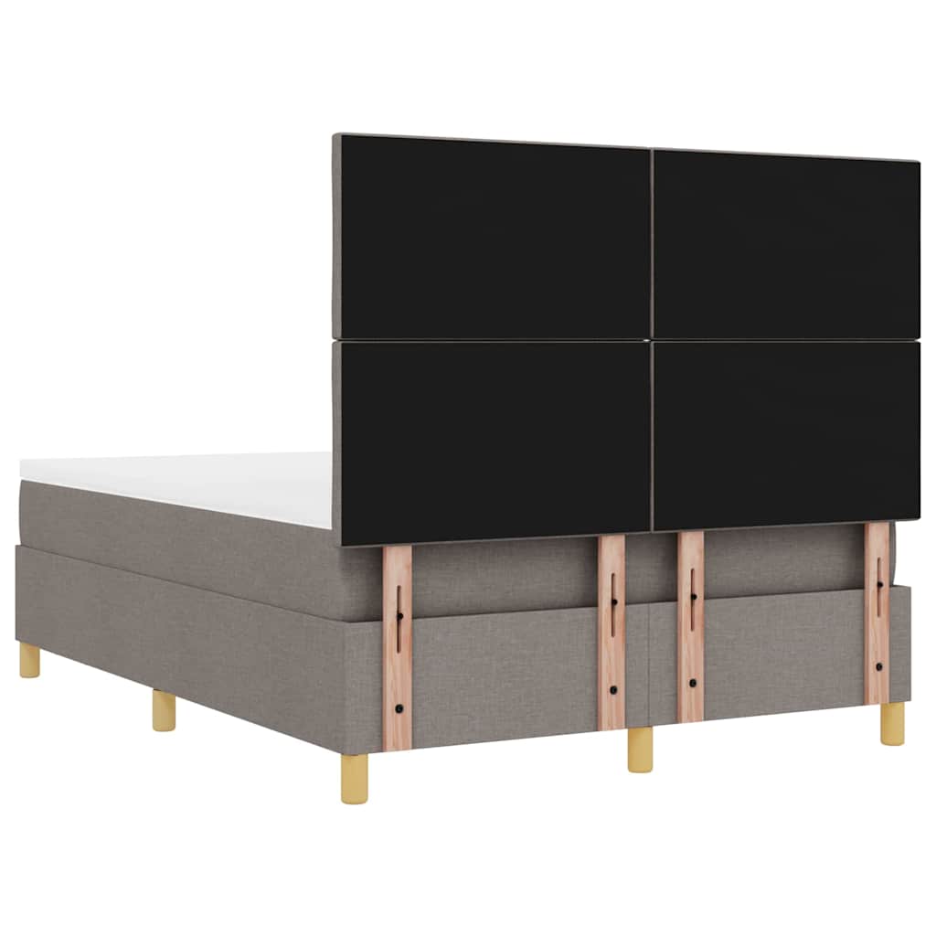 Boxspring bed met hoofdeinde Taupe 200 x 160 cm Stof is nu te koop bij PeponiXL, paradijselijk wonen!