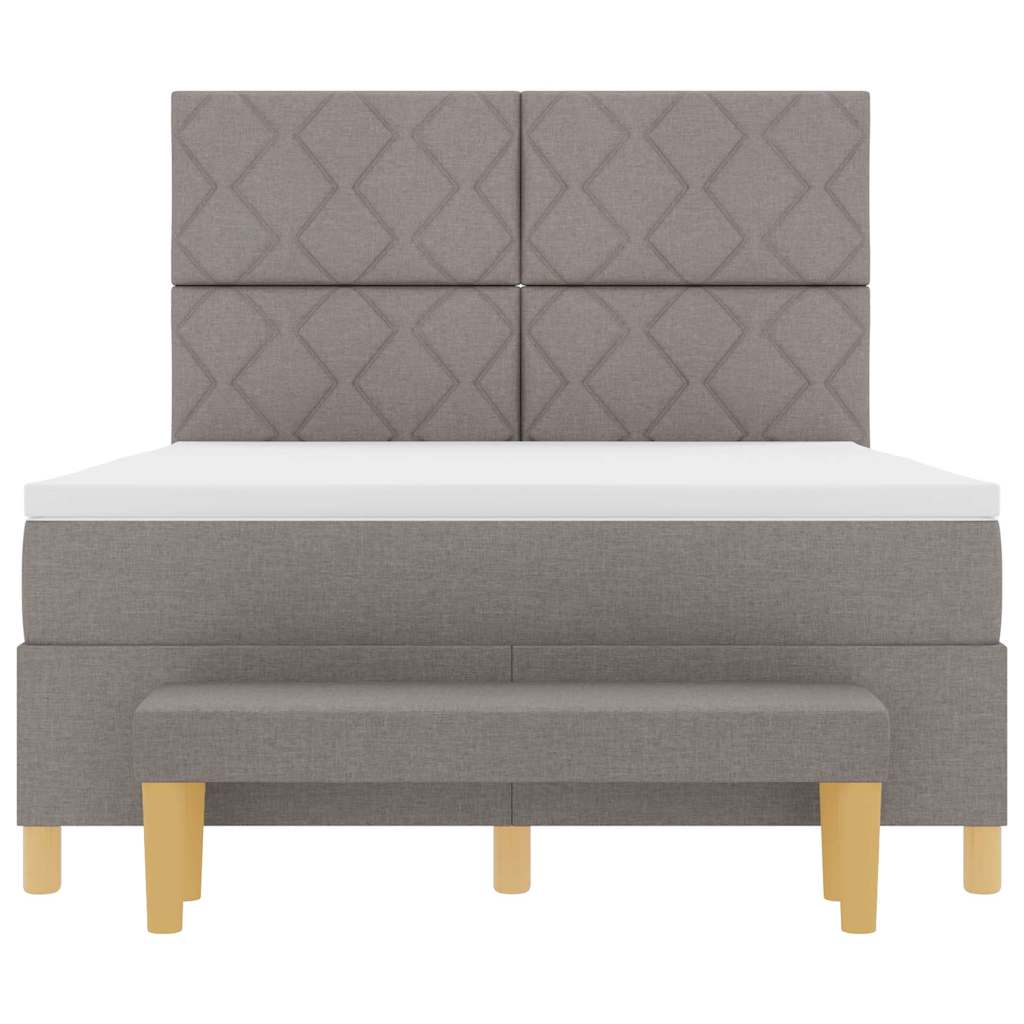 Boxspring bed met hoofdeinde Taupe 200 x 160 cm Stof is nu te koop bij PeponiXL, paradijselijk wonen!