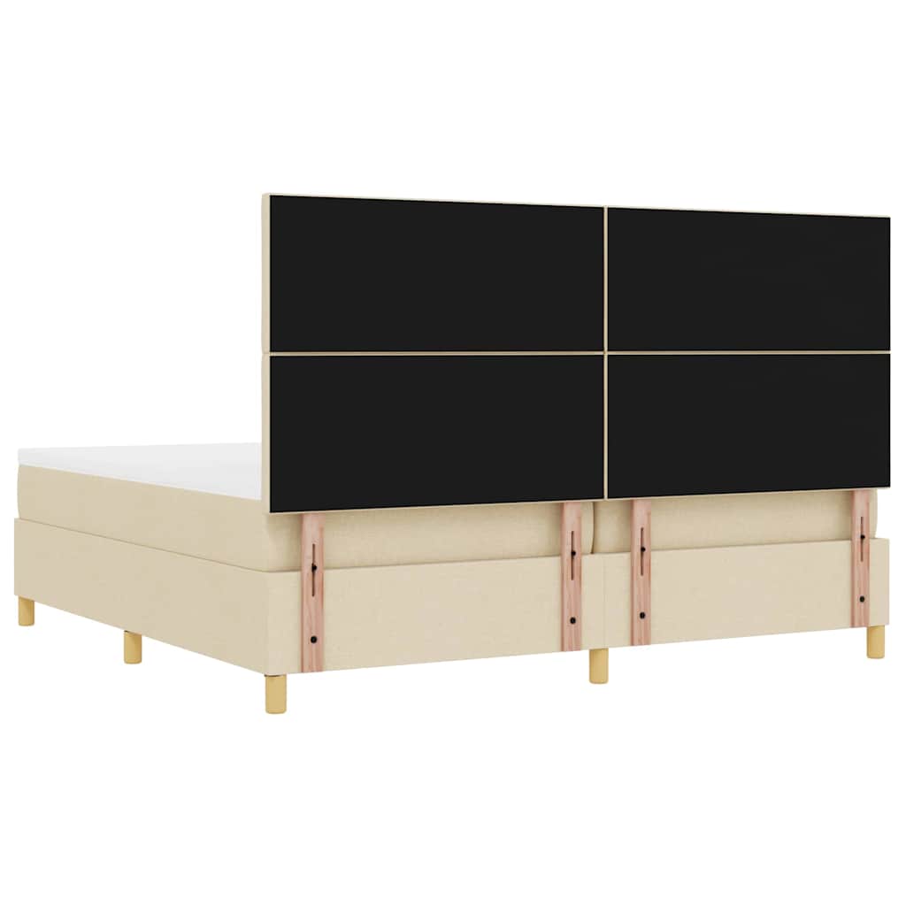 Boxspring bed met matras met hoofdeinde Crème 200 x 200 cm Stof is nu te koop bij PeponiXL, paradijselijk wonen!