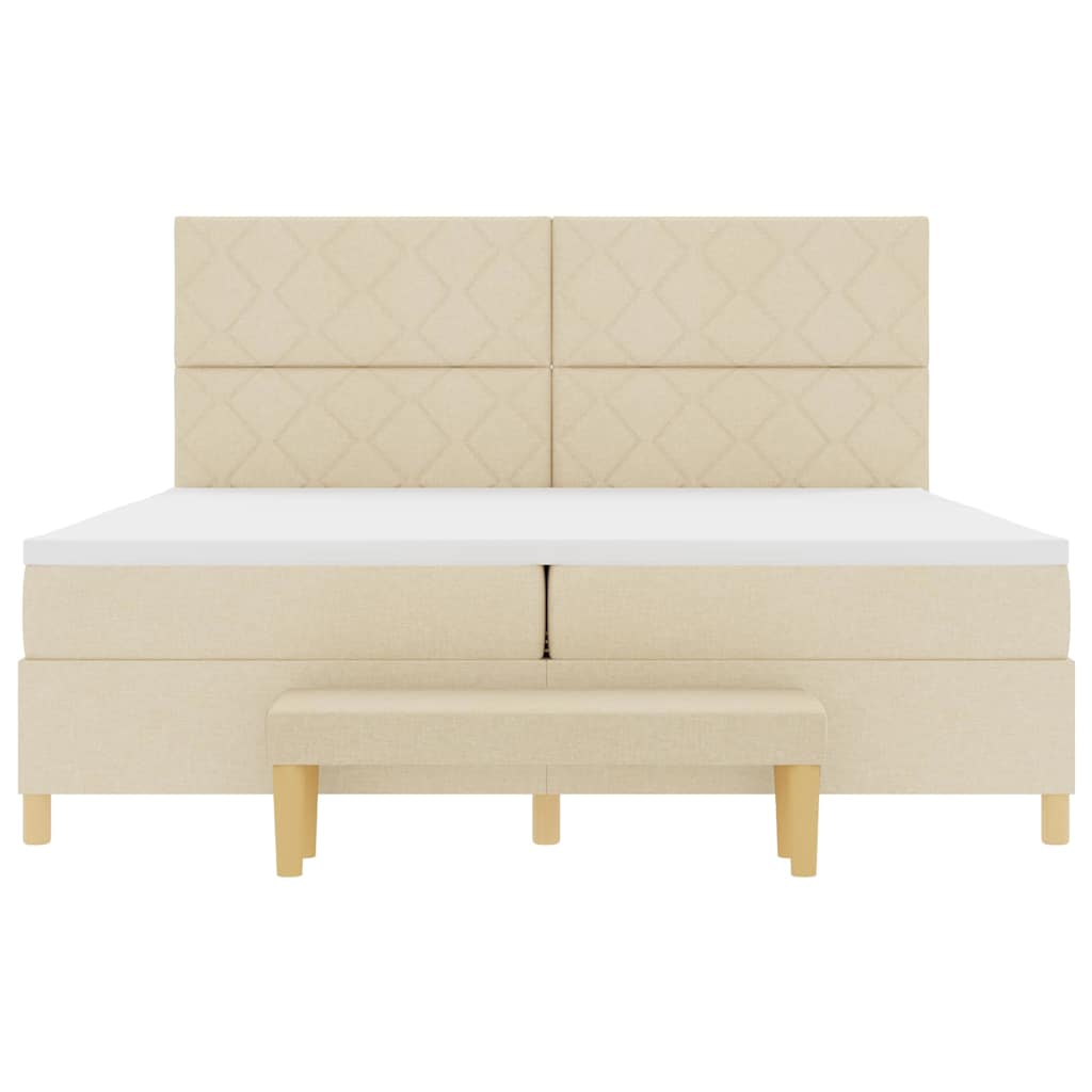 Boxspring bed met matras met hoofdeinde Crème 200 x 200 cm Stof is nu te koop bij PeponiXL, paradijselijk wonen!