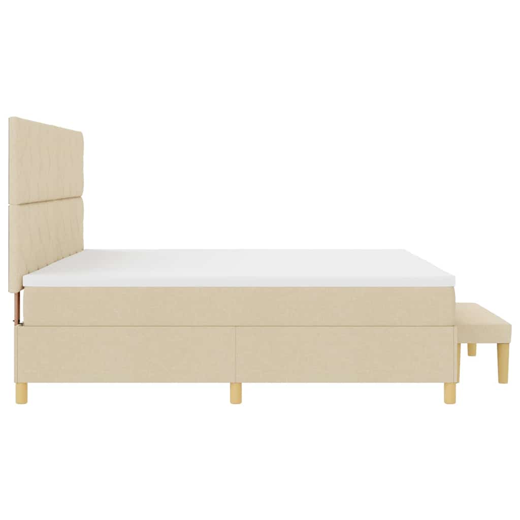 Boxspring bed met matras met hoofdeinde Crème 200 x 200 cm Stof is nu te koop bij PeponiXL, paradijselijk wonen!