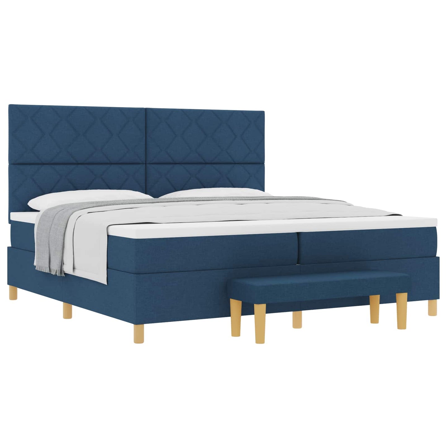 Boxspring bed met matras met hoofdeinde Blauw 200 x 200 cm Stof is nu te koop bij PeponiXL, paradijselijk wonen!