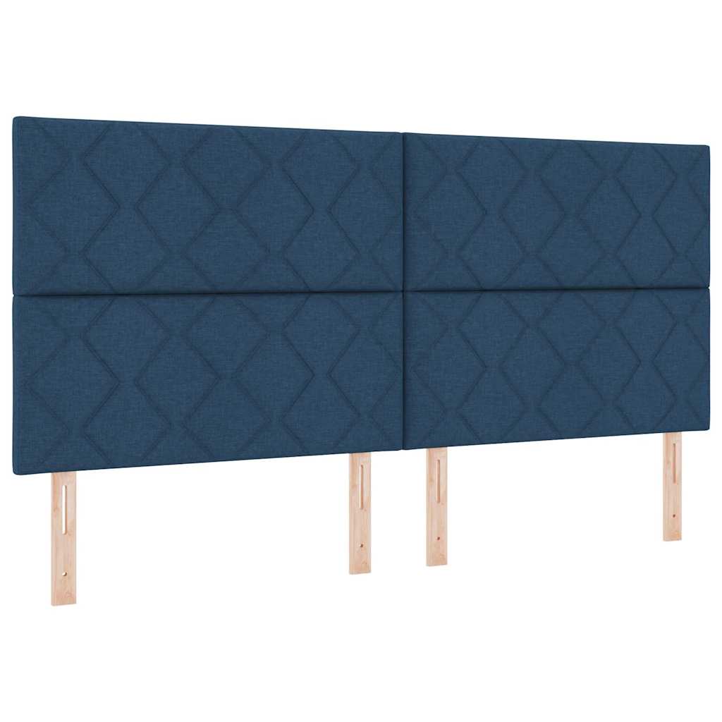 Boxspring bed met matras met hoofdeinde Blauw 200 x 200 cm Stof is nu te koop bij PeponiXL, paradijselijk wonen!
