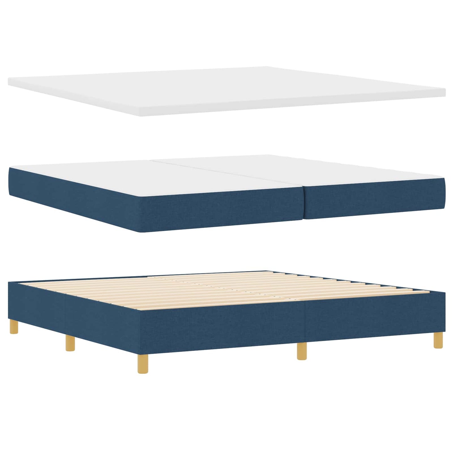 Boxspring bed met matras met hoofdeinde Blauw 200 x 200 cm Stof is nu te koop bij PeponiXL, paradijselijk wonen!