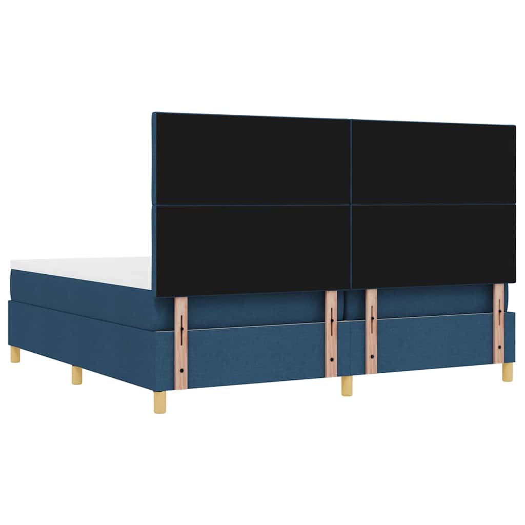 Boxspring bed met matras met hoofdeinde Blauw 200 x 200 cm Stof is nu te koop bij PeponiXL, paradijselijk wonen!