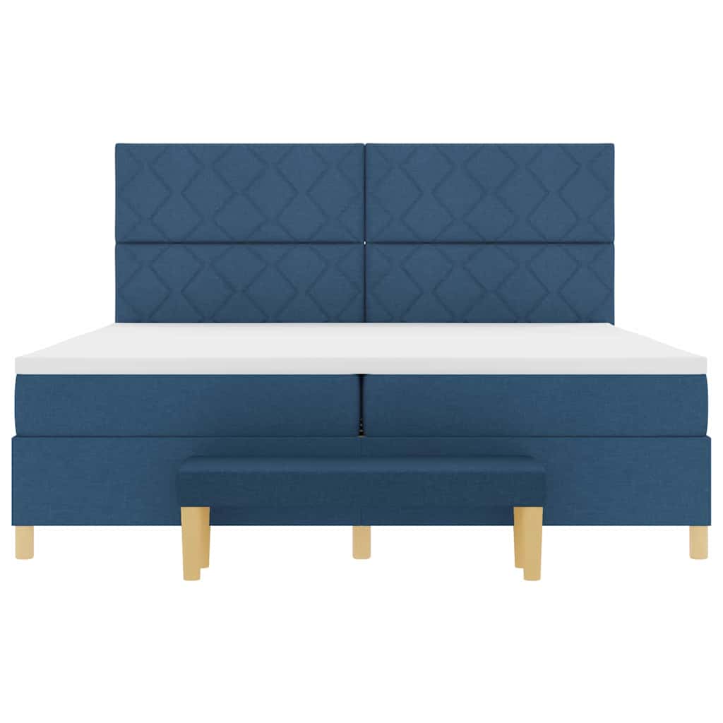 Boxspring bed met matras met hoofdeinde Blauw 200 x 200 cm Stof is nu te koop bij PeponiXL, paradijselijk wonen!