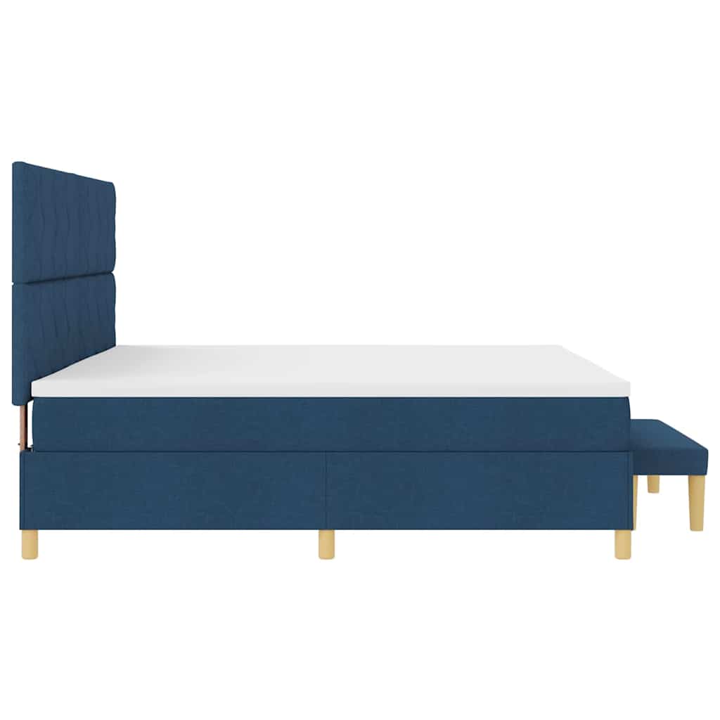 Boxspring bed met matras met hoofdeinde Blauw 200 x 200 cm Stof is nu te koop bij PeponiXL, paradijselijk wonen!