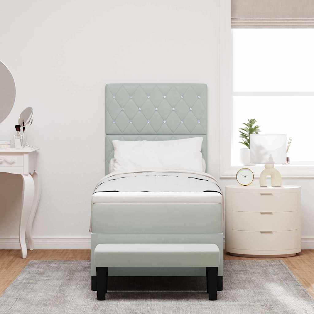 Boxspring bed met matras Lichtgrijs 80 x 200 cm Fluweel is nu te koop bij PeponiXL, paradijselijk wonen!