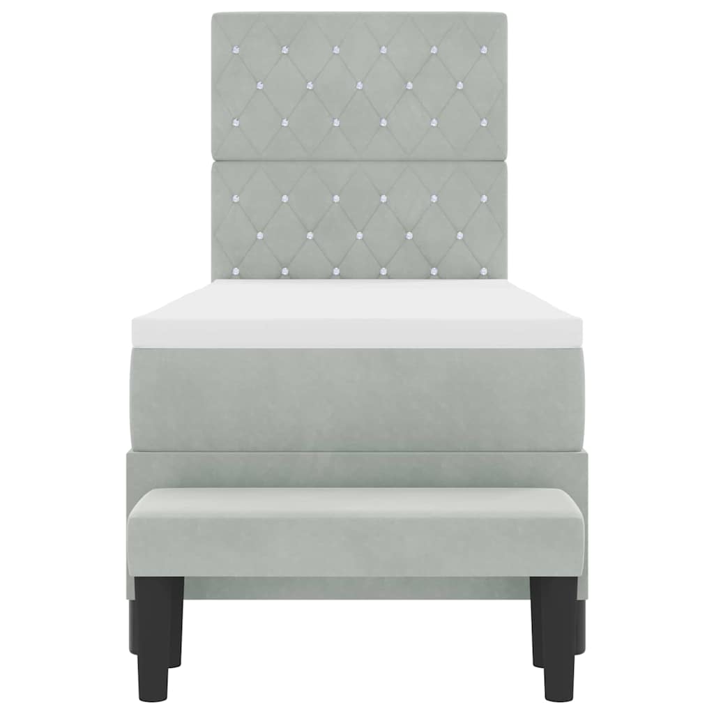 Boxspring bed met matras Lichtgrijs 80 x 200 cm Fluweel is nu te koop bij PeponiXL, paradijselijk wonen!