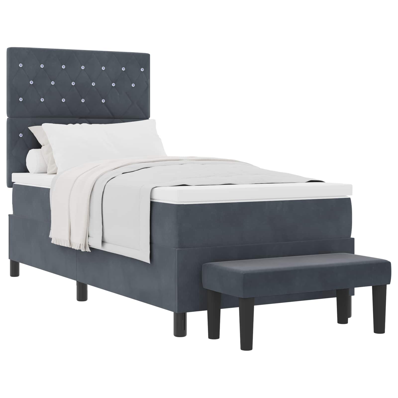 Boxspring bed met hoofdeinde Donkergrijs 200 x 90 cm Fluweel is nu te koop bij PeponiXL, paradijselijk wonen!