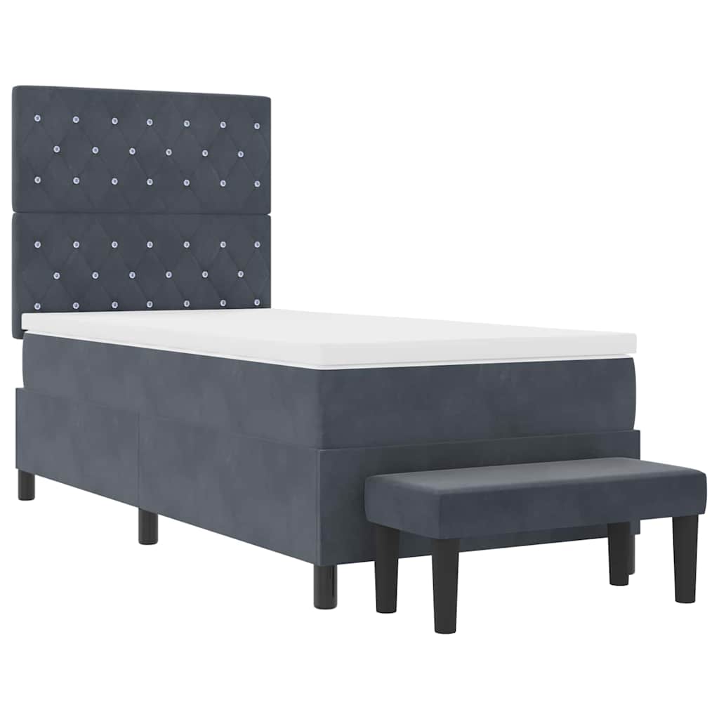 Boxspring bed met hoofdeinde Donkergrijs 200 x 90 cm Fluweel is nu te koop bij PeponiXL, paradijselijk wonen!