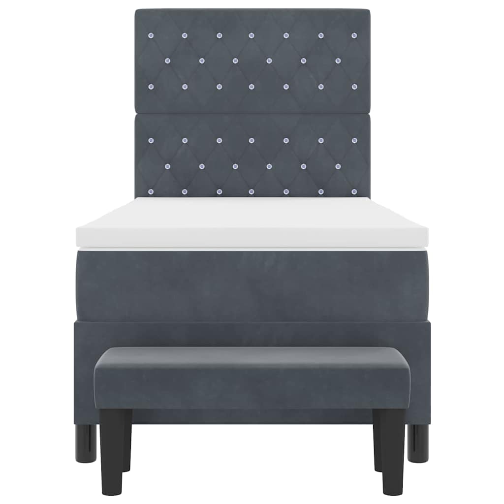 Boxspring bed met hoofdeinde Donkergrijs 200 x 90 cm Fluweel is nu te koop bij PeponiXL, paradijselijk wonen!