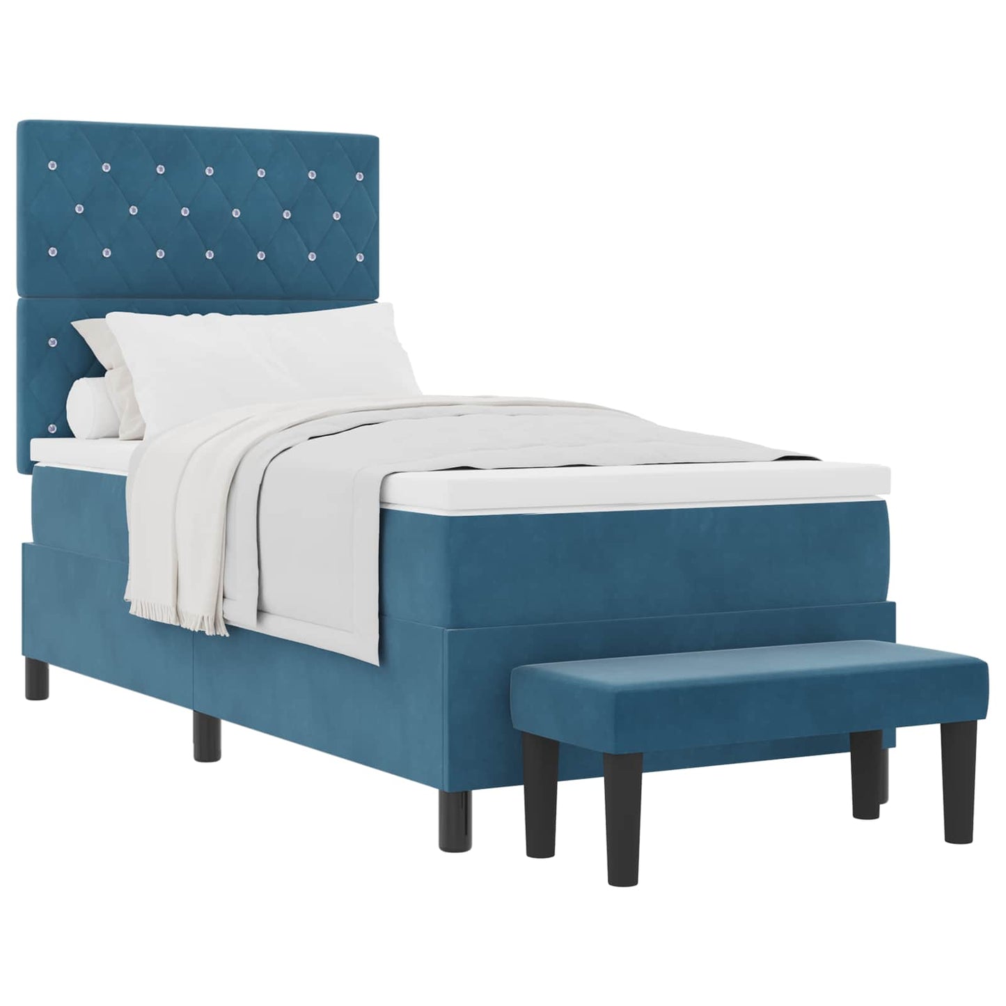 Boxspring bed met hoofdeinde Donkerblauw 200 x 90 cm Fluweel is nu te koop bij PeponiXL, paradijselijk wonen!