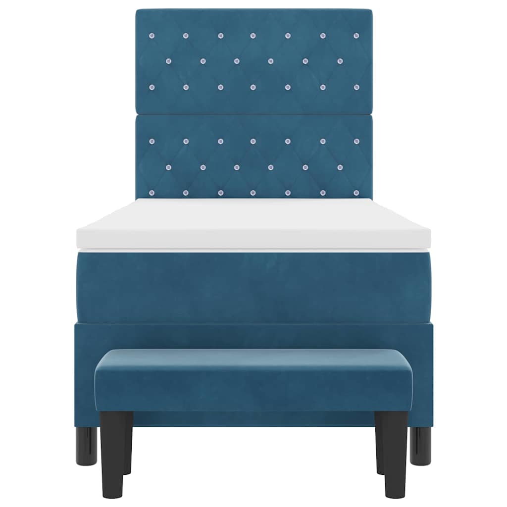 Boxspring bed met hoofdeinde Donkerblauw 200 x 90 cm Fluweel is nu te koop bij PeponiXL, paradijselijk wonen!