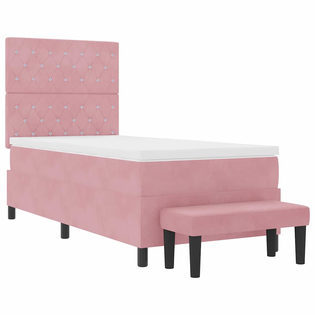 Boxspring bed met hoofdeinde Roze 200 x 90 cm Fluweel is nu te koop bij PeponiXL, paradijselijk wonen!