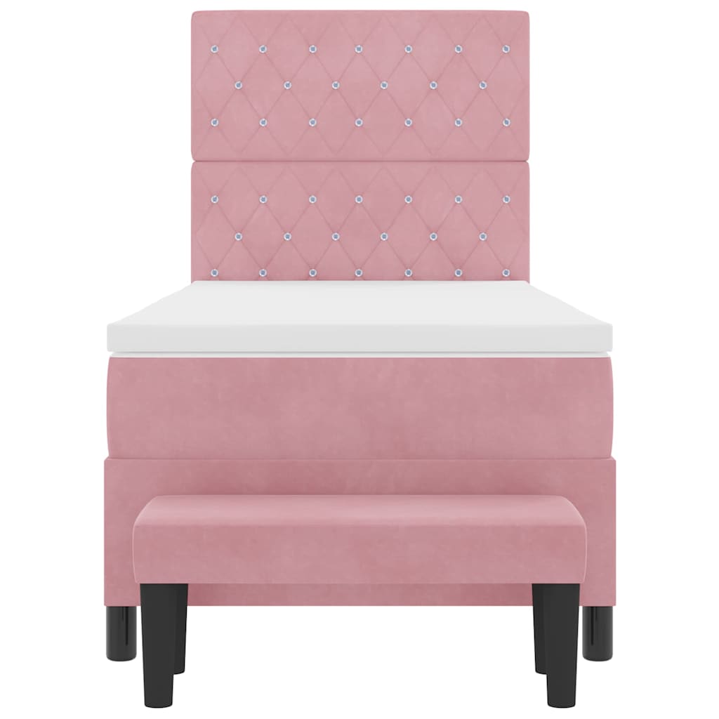 Boxspring bed met hoofdeinde Roze 200 x 90 cm Fluweel is nu te koop bij PeponiXL, paradijselijk wonen!