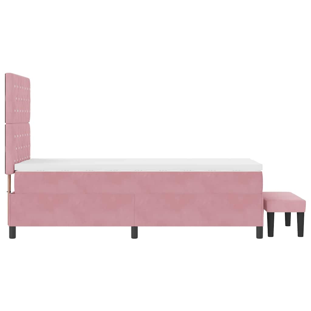 Boxspring bed met hoofdeinde Roze 200 x 90 cm Fluweel is nu te koop bij PeponiXL, paradijselijk wonen!