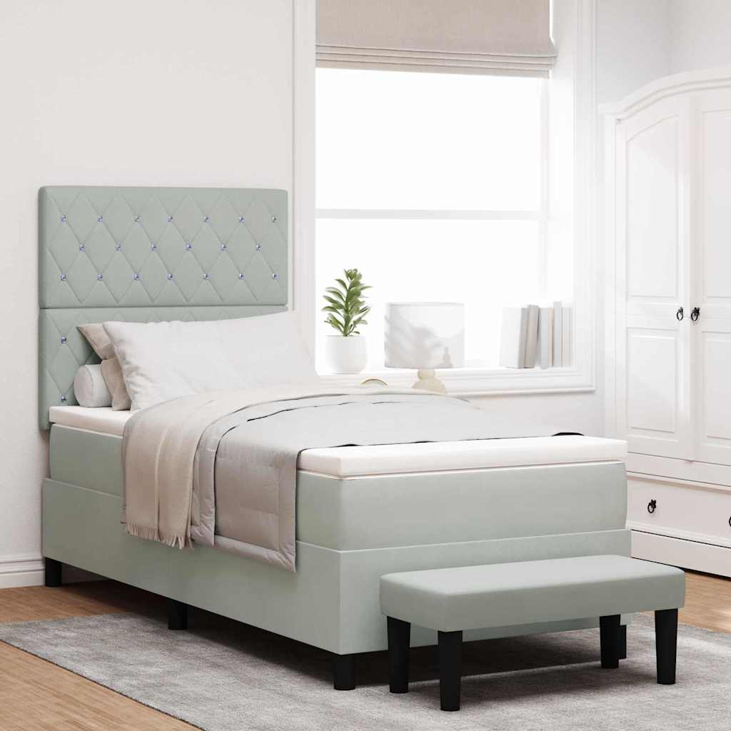 Boxspring bed met hoofdeinde Lichtgrijs 200 x 100 cm Fluweel is nu te koop bij PeponiXL, paradijselijk wonen!