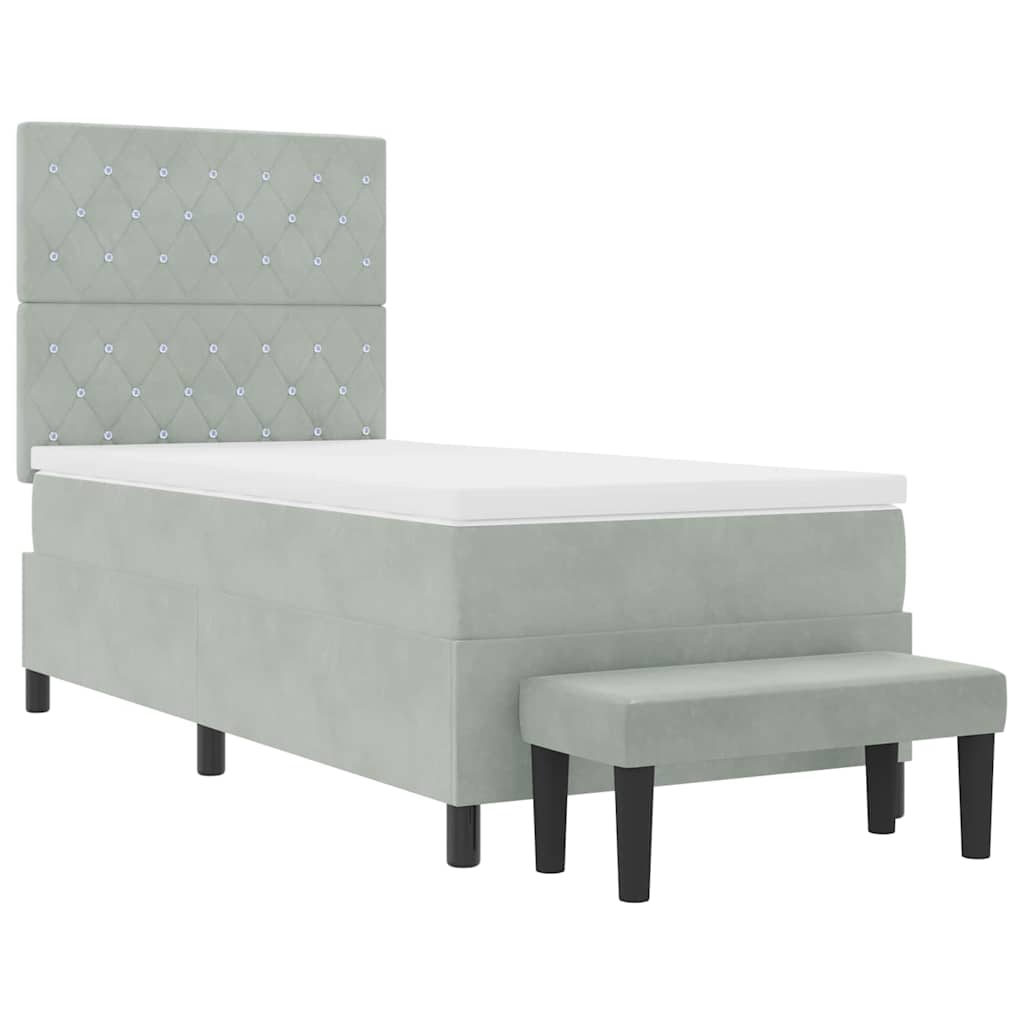 Boxspring bed met hoofdeinde Lichtgrijs 200 x 100 cm Fluweel is nu te koop bij PeponiXL, paradijselijk wonen!