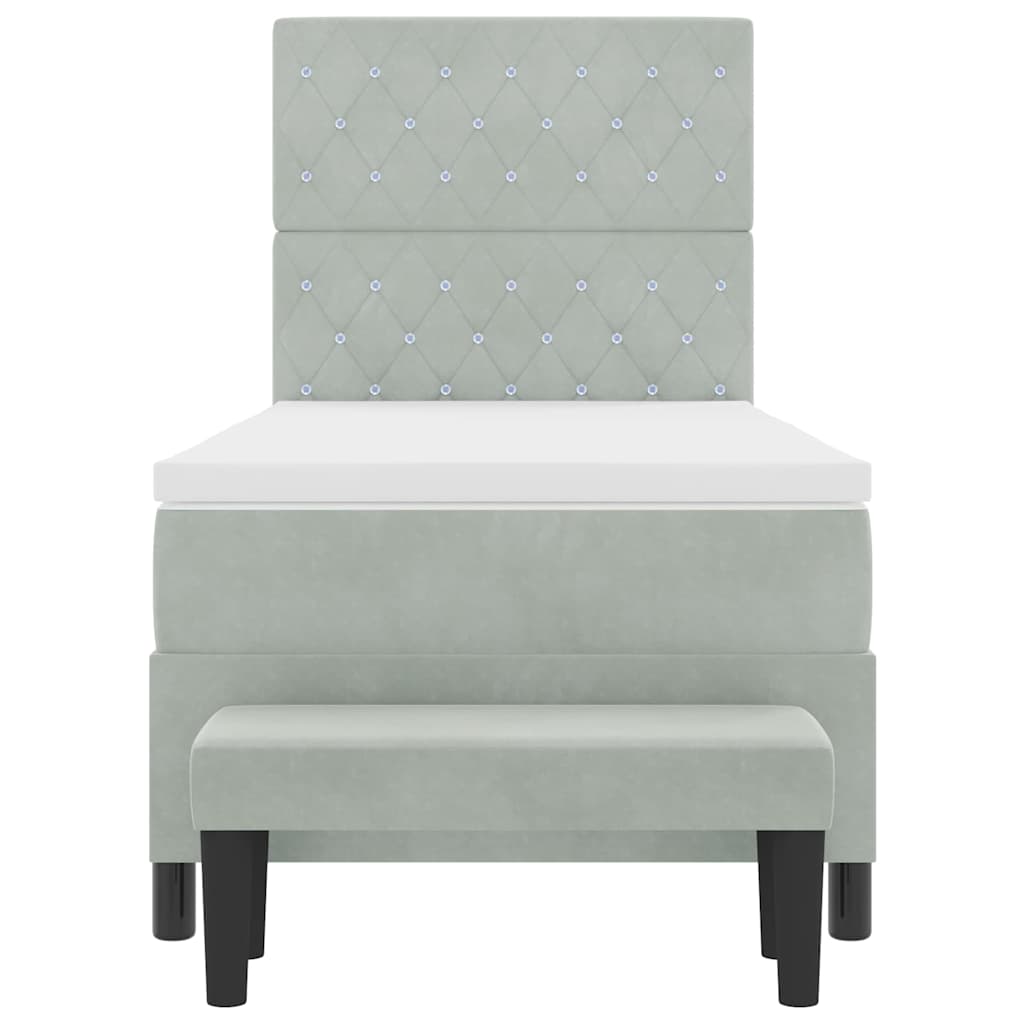 Boxspring bed met hoofdeinde Lichtgrijs 200 x 100 cm Fluweel is nu te koop bij PeponiXL, paradijselijk wonen!