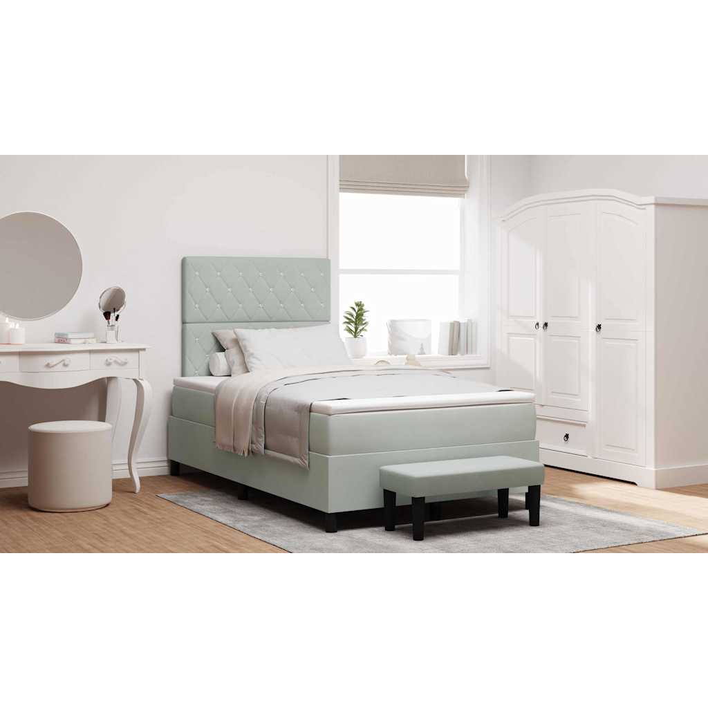 Boxspring bed met hoofdeinde Lichtgrijs 200 x 120 cm Fluweel is nu te koop bij PeponiXL, paradijselijk wonen!