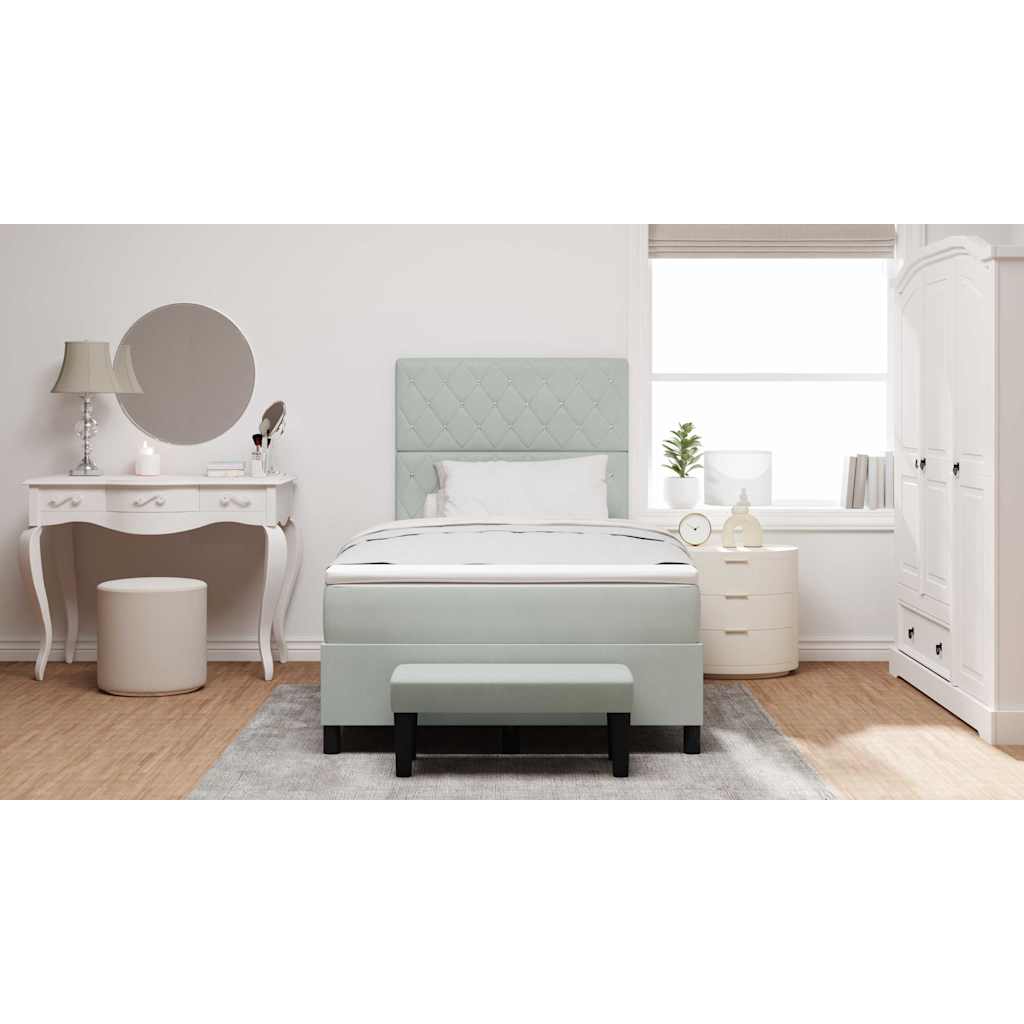 Boxspring bed met hoofdeinde Lichtgrijs 200 x 120 cm Fluweel is nu te koop bij PeponiXL, paradijselijk wonen!