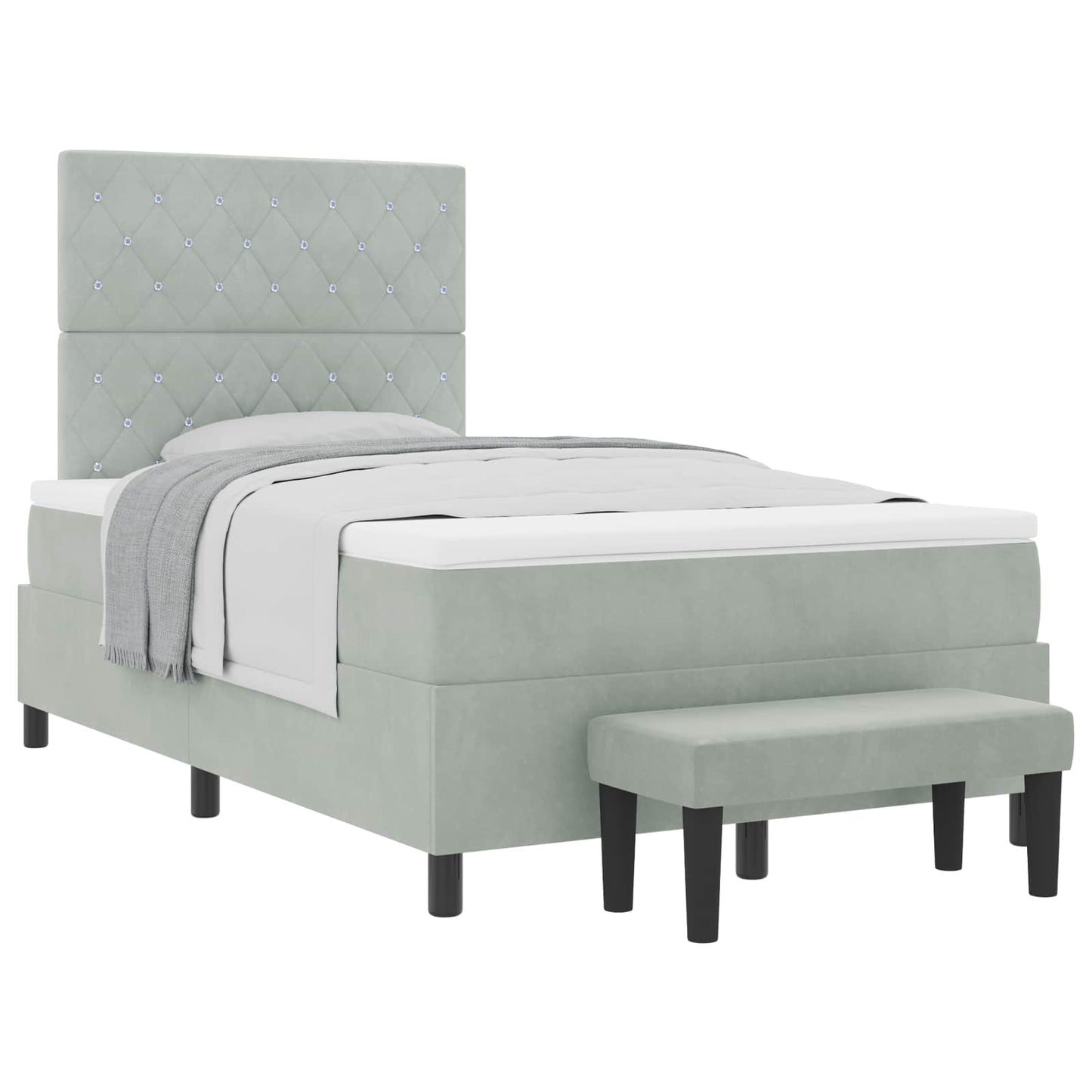 Boxspring bed met hoofdeinde Lichtgrijs 200 x 120 cm Fluweel is nu te koop bij PeponiXL, paradijselijk wonen!