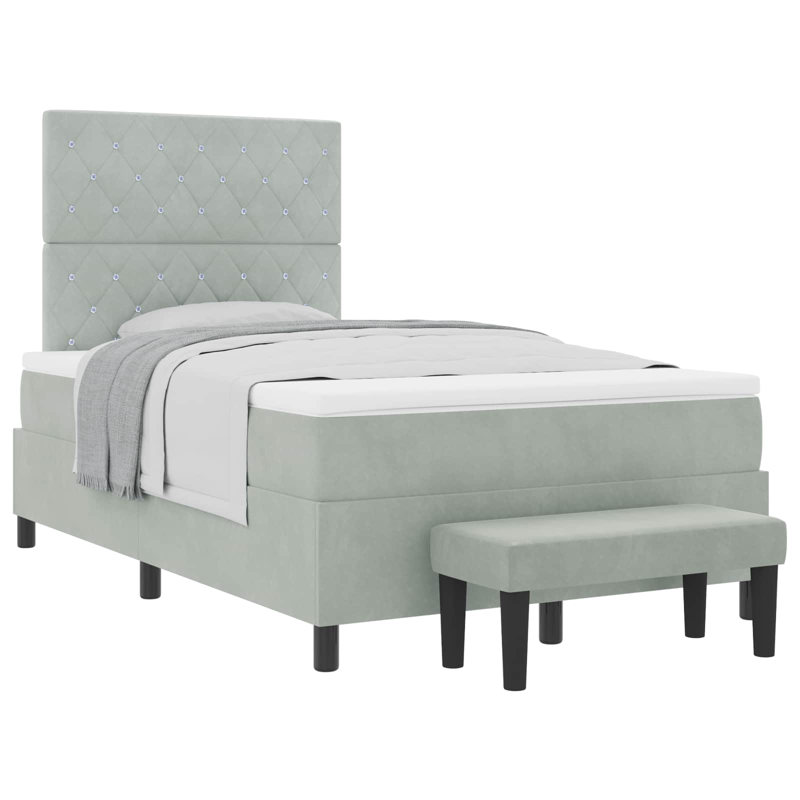 Boxspring bed met hoofdeinde Lichtgrijs 200 x 120 cm Fluweel is nu te koop bij PeponiXL, paradijselijk wonen!