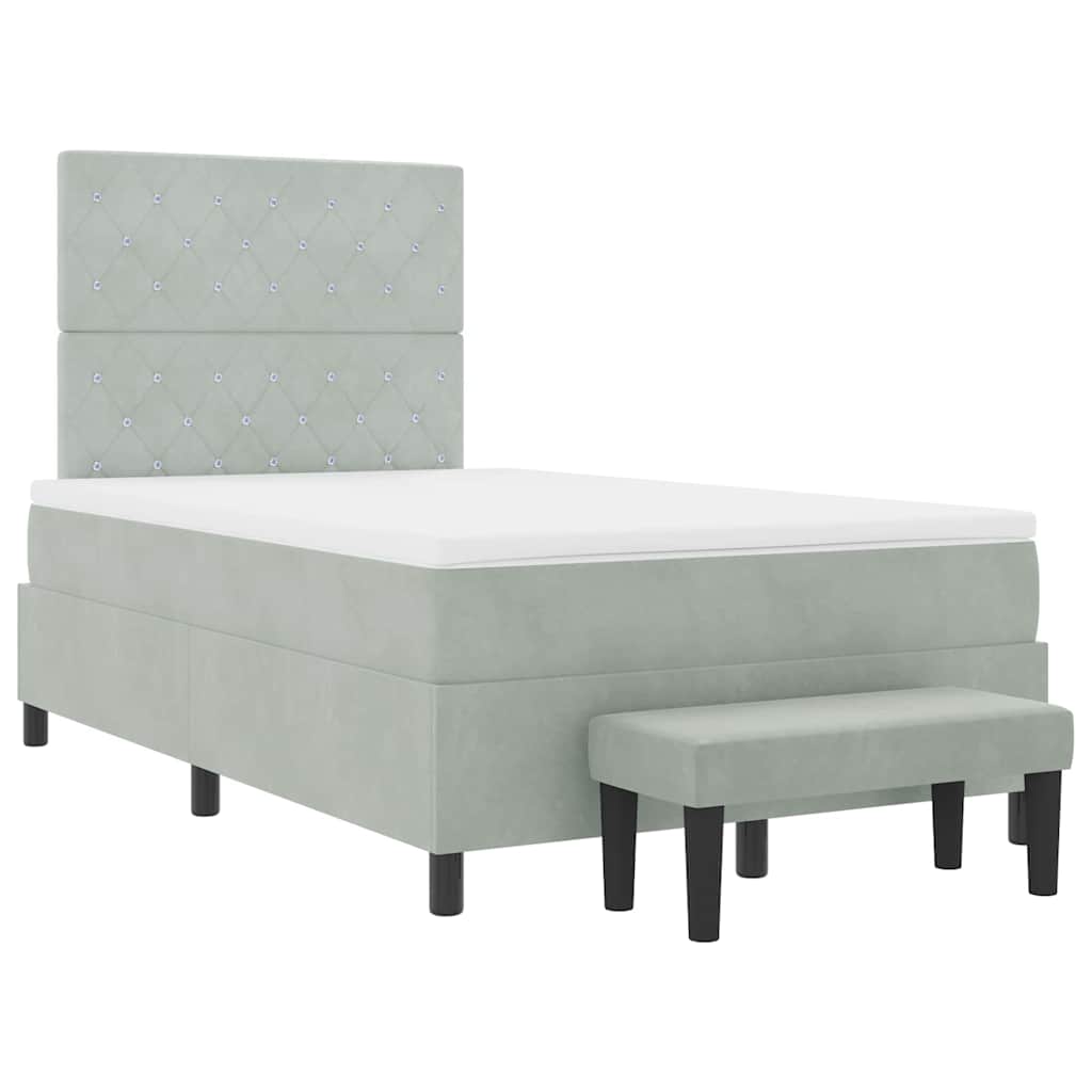 Boxspring bed met hoofdeinde Lichtgrijs 200 x 120 cm Fluweel is nu te koop bij PeponiXL, paradijselijk wonen!