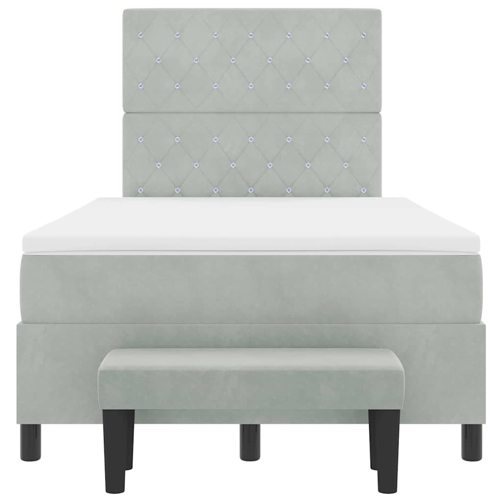 Boxspring bed met hoofdeinde Lichtgrijs 200 x 120 cm Fluweel is nu te koop bij PeponiXL, paradijselijk wonen!
