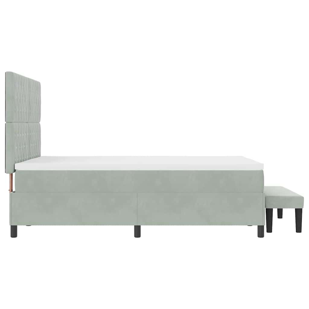 Boxspring bed met hoofdeinde Lichtgrijs 190 x 140 cm Fluweel is nu te koop bij PeponiXL, paradijselijk wonen!