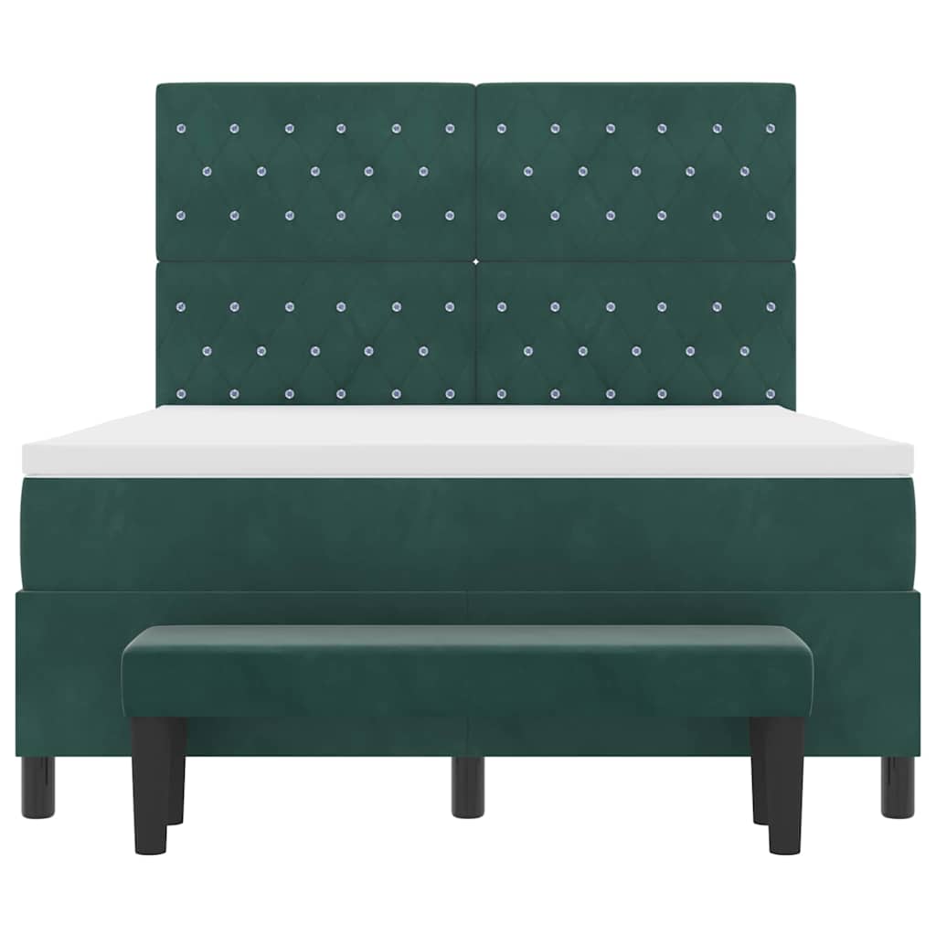 Boxspring bed met hoofdeinde Donkergroen 190 x 140 cm Fluweel is nu te koop bij PeponiXL, paradijselijk wonen!