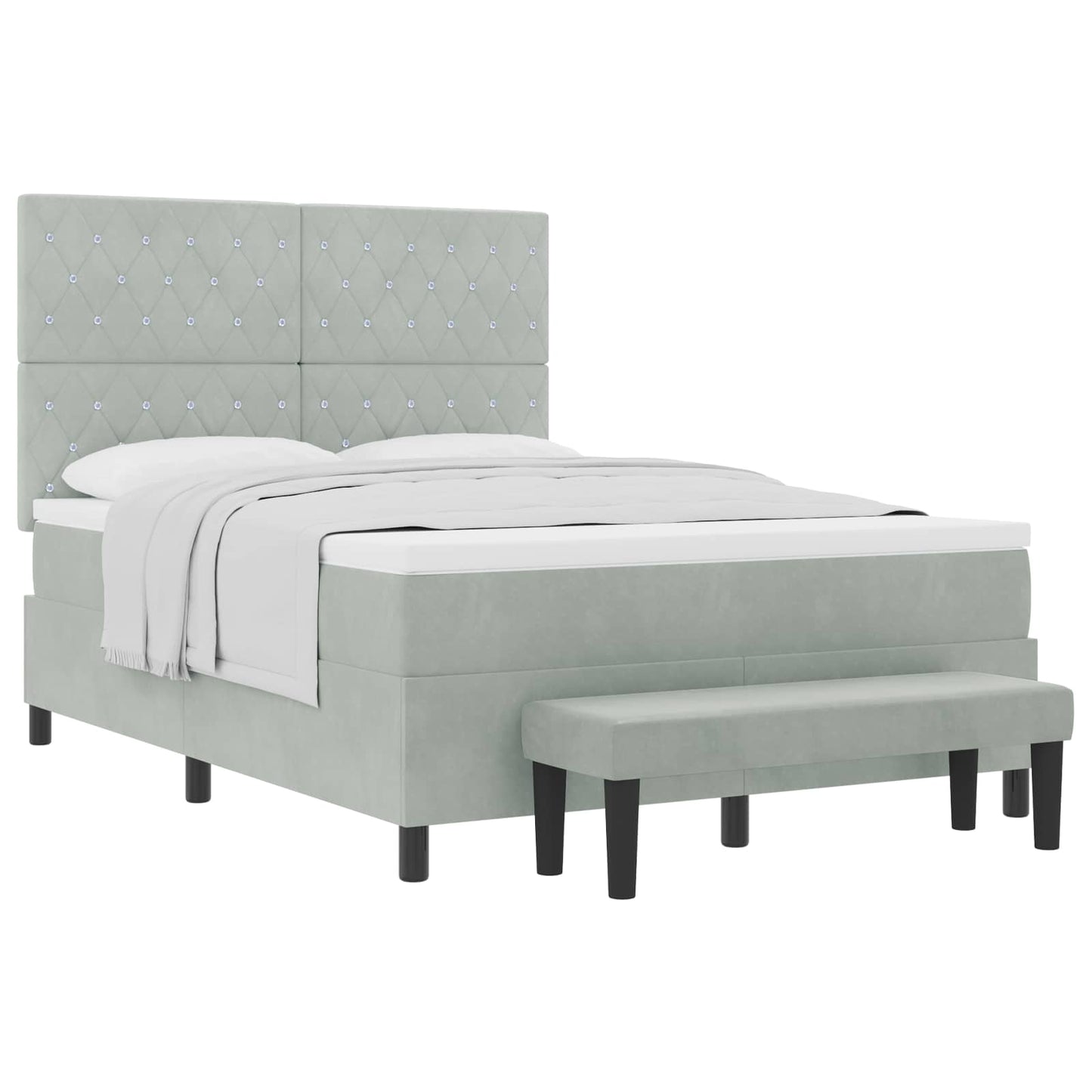 Boxspring bed met hoofdeinde Lichtgrijs 200 x 160 cm Fluweel is nu te koop bij PeponiXL, paradijselijk wonen!