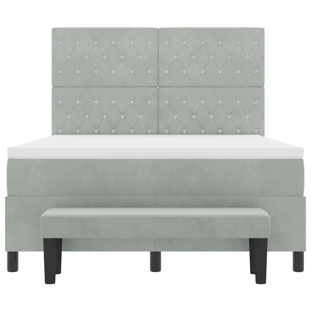Boxspring bed met hoofdeinde Lichtgrijs 200 x 160 cm Fluweel is nu te koop bij PeponiXL, paradijselijk wonen!