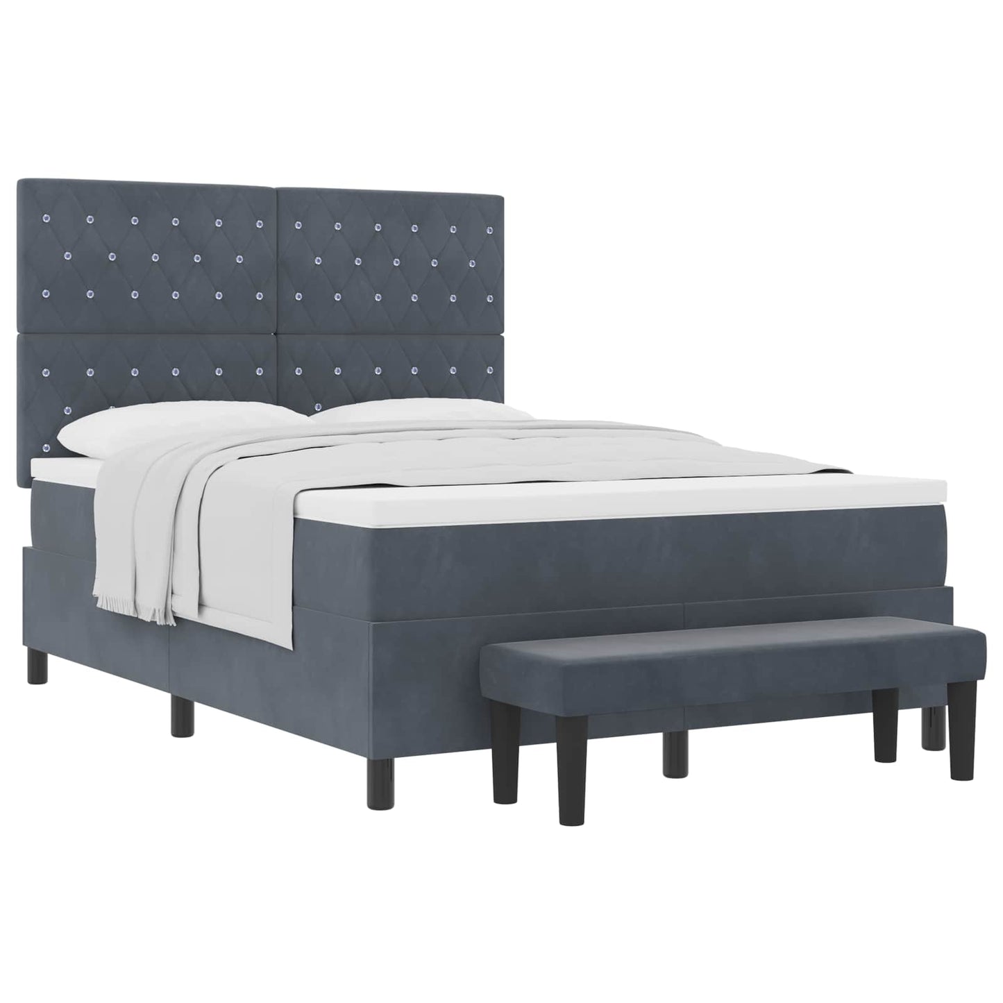 Boxspring bed met hoofdeinde Donkergrijs 200 x 160 cm Fluweel is nu te koop bij PeponiXL, paradijselijk wonen!