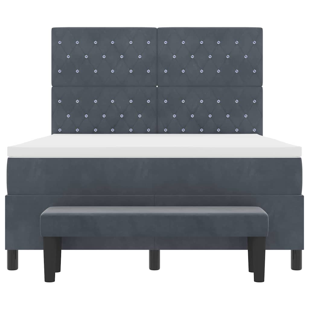 Boxspring bed met hoofdeinde Donkergrijs 200 x 160 cm Fluweel is nu te koop bij PeponiXL, paradijselijk wonen!