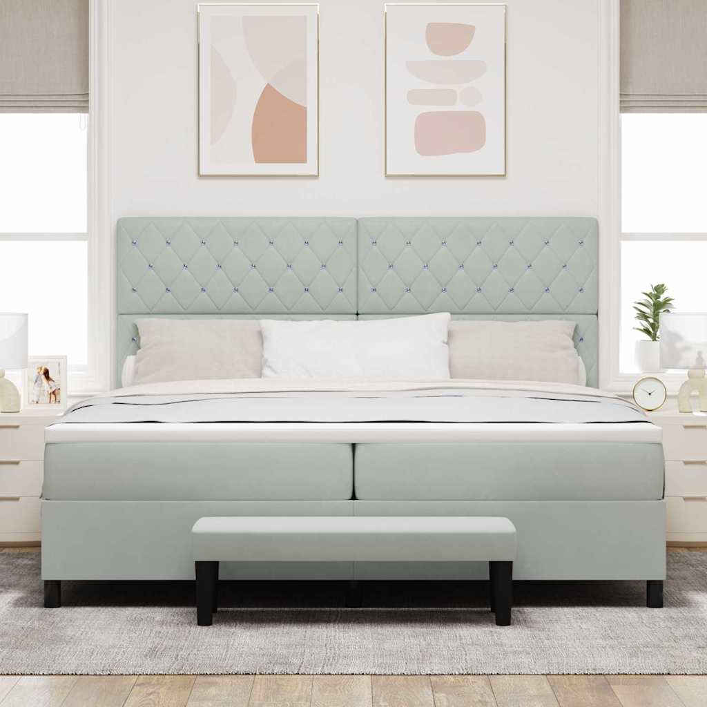Boxspring bed met matras Lichtgrijs 200 x 200 cm Fluweel is nu te koop bij PeponiXL, paradijselijk wonen!