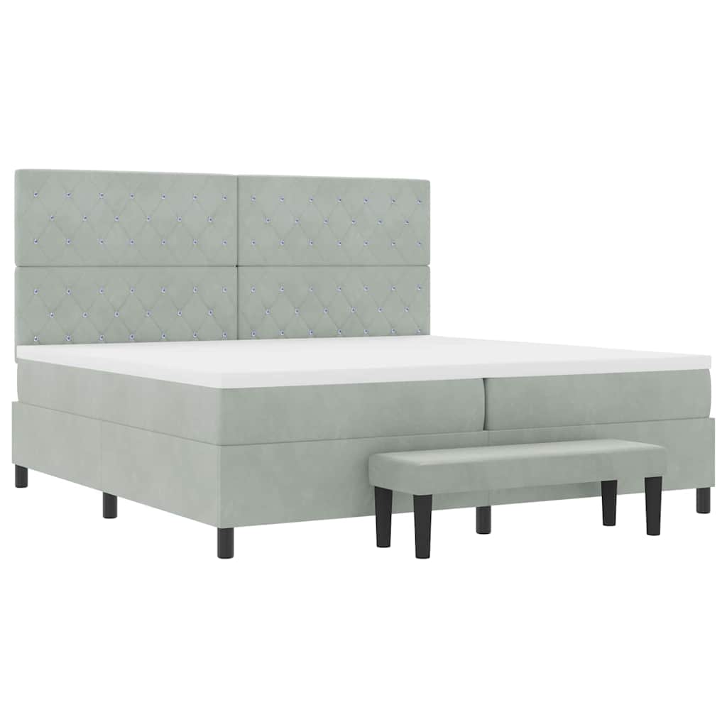 Boxspring bed met matras Lichtgrijs 200 x 200 cm Fluweel is nu te koop bij PeponiXL, paradijselijk wonen!