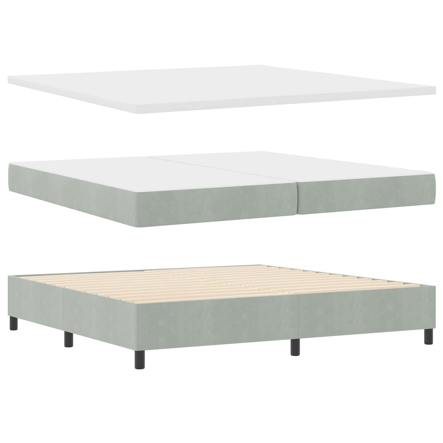 Boxspring bed met matras Lichtgrijs 200 x 200 cm Fluweel is nu te koop bij PeponiXL, paradijselijk wonen!