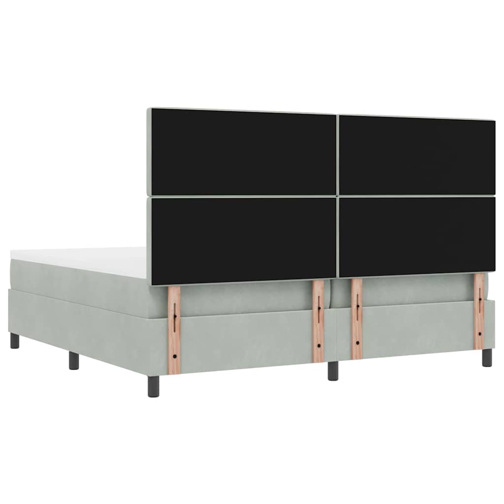 Boxspring bed met matras Lichtgrijs 200 x 200 cm Fluweel is nu te koop bij PeponiXL, paradijselijk wonen!