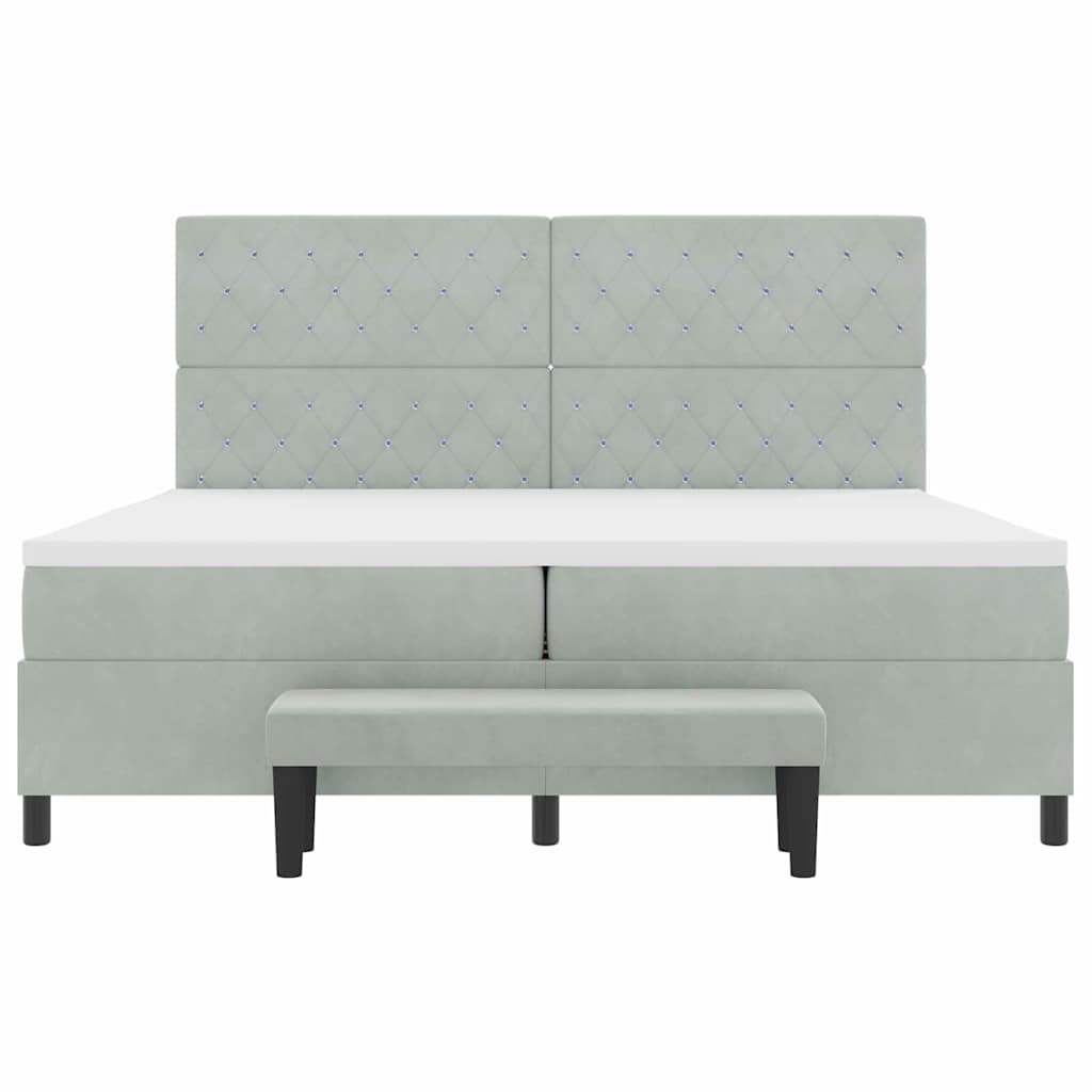 Boxspring bed met matras Lichtgrijs 200 x 200 cm Fluweel is nu te koop bij PeponiXL, paradijselijk wonen!