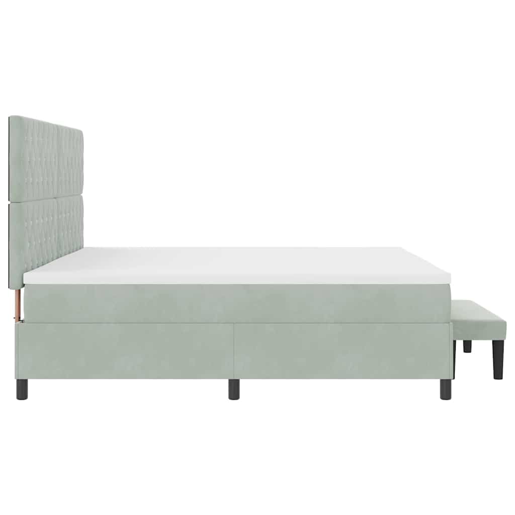 Boxspring bed met matras Lichtgrijs 200 x 200 cm Fluweel is nu te koop bij PeponiXL, paradijselijk wonen!