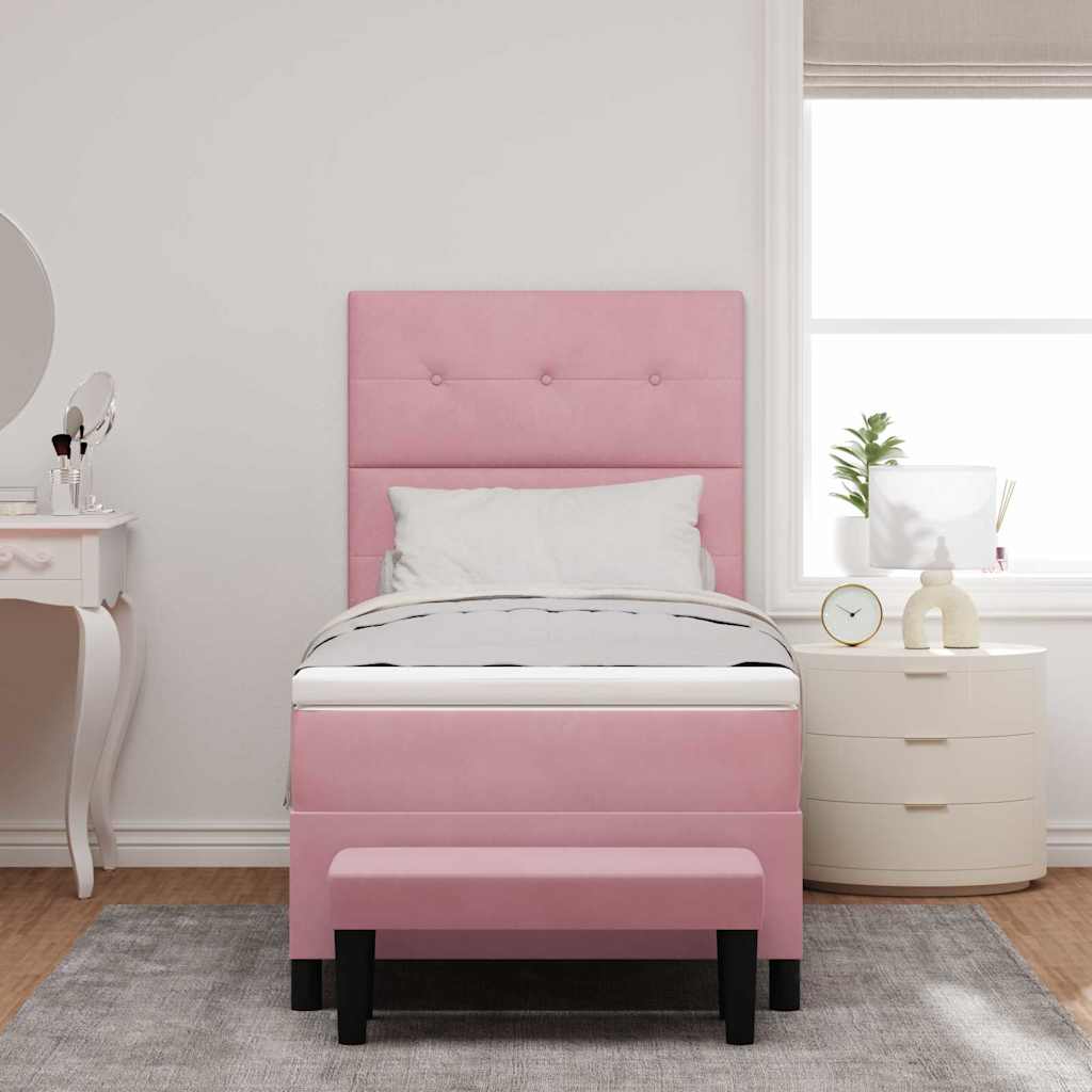 Boxspring bed met hoofdeinde Roze 200 x 80 cm Fluweel is nu te koop bij PeponiXL, paradijselijk wonen!